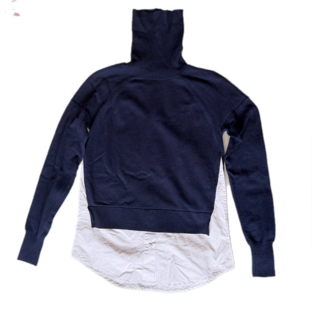 KF/KaufmanFranco navy knit inset sweater XS. NWOT - Picture 5 of 16